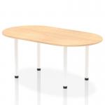 The image shows a sleek and modern boardroom with a wide and spacious 1800mm maple top table. The conference room is filled with natural light, creating a dynamic atmosphere. The white post legs add a touch of contemporary style to the room.