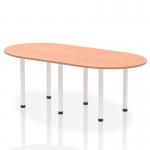 In this photograph, we see a sleek and modern boardroom and conference table, measuring 2400mm in length. The top is made of beech wood, while the post legs are a clean, crisp white. The design exudes professionalism and sophistication, a perfect addition to any dynamic workspace.