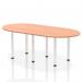 In this photograph, we see a sleek and modern boardroom and conference table, measuring 2400mm in length. The top is made of beech wood, while the post legs are a clean, crisp white. The design exudes professionalism and sophistication, a perfect addition to any dynamic workspace.