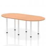 This photograph captures a dynamic boardroom and conference setting, featuring a sleek 2400mm oak top table with white post legs. The modern design and spacious surface make it a versatile and stylish addition to any workspace.