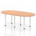 This photograph captures a dynamic boardroom and conference setting, featuring a sleek 2400mm oak top table with white post legs. The modern design and spacious surface make it a versatile and stylish addition to any workspace.