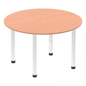 Click to view product details and reviews for Impulse 1000mm Round Table Beech Top Chrome Post Leg I003753.