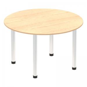 Click to view product details and reviews for Impulse 1000mm Round Table Maple Top Chrome Post Leg I003754.