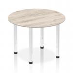 Impulse 1000mm Round Table Grey Oak Top Chrome Post Leg I003758