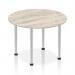 Impulse 1000mm Round Table Grey Oak Top Brushed Aluminium Post Leg I003764