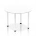 In this image, we see a dynamic and modern 1000mm round table with a sleek white top and matching white post legs. The table exudes a professional and contemporary vibe, perfect for any stylish and functional workspace.