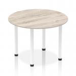 Impulse 1000mm Round Table Grey Oak Top White Post Leg I003770