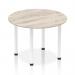 Impulse 1000mm Round Table Grey Oak Top White Post Leg I003770