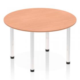Impulse 1200mm Round Table Beech Top Chrome Post Leg I003771