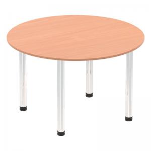 Click to view product details and reviews for Impulse 1200mm Round Table Beech Top Chrome Post Leg I003771.