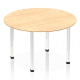 Impulse 1200mm Round Table Maple Top Chrome Post Leg I003772