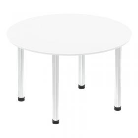 Impulse 1200mm Round Table White Top Chrome Post Leg I003774