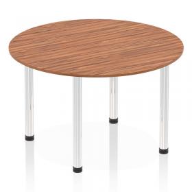 Impulse 1200mm Round Table Walnut Top Chrome Post Leg I003775