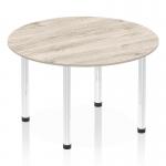 Impulse 1200mm Round Table Grey Oak Top Chrome Post Leg I003776