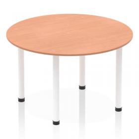 Impulse 1200mm Round Table Beech Top White Post Leg I003783