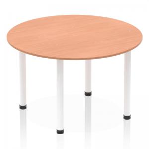 Impulse 1200mm Round Table Beech Top White Post Leg I003783