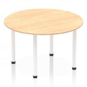 Impulse 1200mm Round Table Maple Top White Post Leg I003784