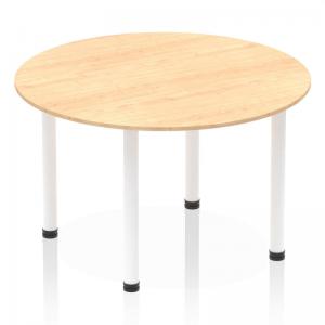 Impulse 1200mm Round Table Maple Top White Post Leg I003784