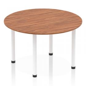 Impulse 1200mm Round Table Walnut Top White Post Leg I003787