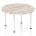 Impulse 1200mm Round Table Grey Oak Top White Post Leg I003788