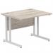 Impulse 1000 x 800mm Straight Office Desk Grey Oak Top Silver Cantilever Leg I003789