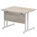 Impulse 1000 x 800mm Straight Office Desk Grey Oak Top Silver Cantilever Leg I003789