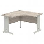 Impulse 1200mm Corner Office Desk Grey Oak Top Silver Cable Managed Leg I003790