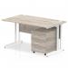 Impulse 1400 x 800mm Straight Office Desk Grey Oak Top White Cantilever Leg Workstation 3 Drawer Mobile Pedestal I003800