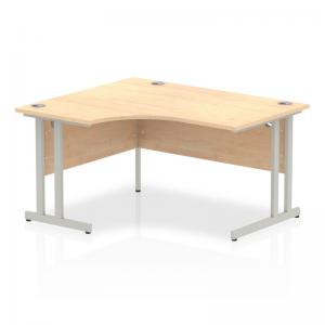 Impulse 1400mm Left Crescent Office Desk Maple Top Silver Cantilever