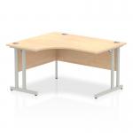 Impulse 1400mm Left Crescent Office Desk Maple Top Silver Cantilever Leg I003820
