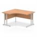 Impulse 1400mm Left Crescent Office Desk Oak Top Silver Cantilever Leg I003821