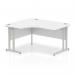 Impulse 1400mm Left Crescent Office Desk White Top Silver Cantilever Leg I003822