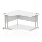 Impulse 1400mm Left Crescent Office Desk White Top Silver Cantilever Leg I003822