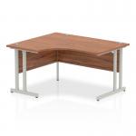 Impulse 1400mm Left Crescent Office Desk Walnut Top Silver Cantilever Leg I003823