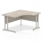 Impulse 1400mm Right Crescent Office Desk Grey Oak Top Silver Cantilever Leg I003825