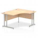 Impulse 1400mm Right Crescent Office Desk Maple Top Silver Cantilever Leg I003826