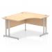 Impulse 1400mm Right Crescent Office Desk Maple Top Silver Cantilever Leg I003826