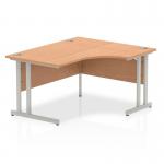 Impulse 1400mm Right Crescent Office Desk Oak Top Silver Cantilever Leg I003827