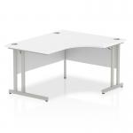 Impulse 1400mm Right Crescent Office Desk White Top Silver Cantilever Leg I003828