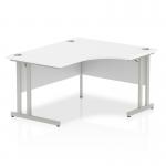 Impulse 1400mm Right Crescent Office Desk White Top Silver Cantilever Leg I003828