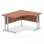 Impulse 1400mm Right Crescent Office Desk Walnut Top Silver Cantilever Leg I003829