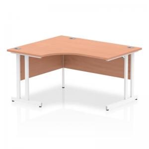 Impulse 1400mm Left Crescent Office Desk Beech Top White Cantilever