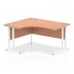 Impulse 1400mm Left Crescent Office Desk Beech Top White Cantilever Leg I003830