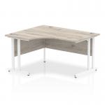 Impulse 1400mm Left Crescent Office Desk Grey Oak Top White Cantilever Leg I003831