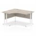 Impulse 1400mm Left Crescent Office Desk Grey Oak Top White Cantilever Leg I003831