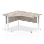 Impulse 1400mm Left Crescent Office Desk Grey Oak Top White Cantilever Leg I003831