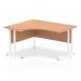 Impulse 1400mm Left Crescent Office Desk Oak Top White Cantilever Leg I003833