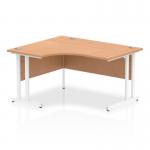 Impulse 1400mm Left Crescent Office Desk Oak Top White Cantilever Leg I003833