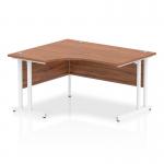 Impulse 1400mm Left Crescent Office Desk Walnut Top White Cantilever Leg I003835