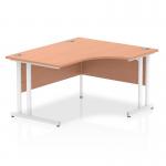 Impulse 1400mm Right Crescent Office Desk Beech Top White Cantilever Leg I003836